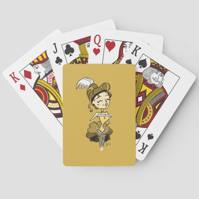 Baralho Velha Garota Saloon Jogando Cartões (Verso)