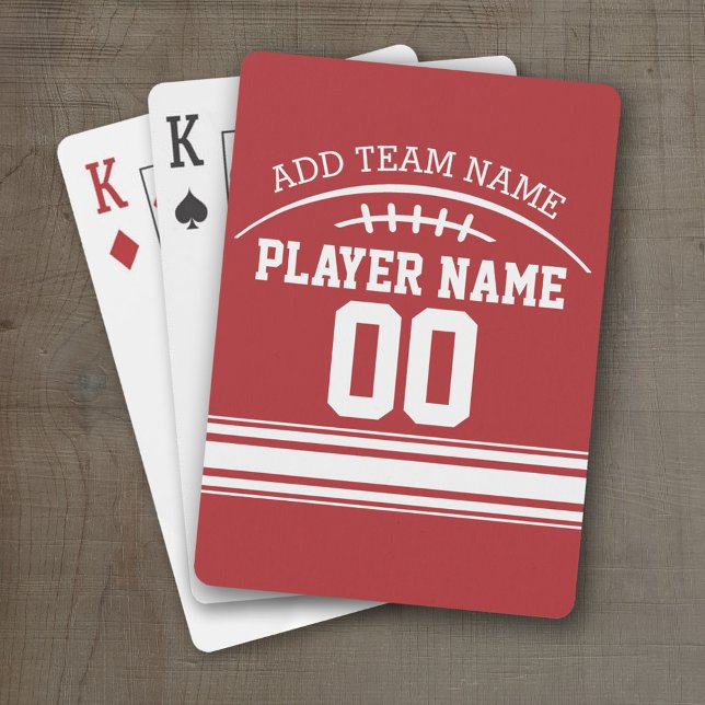Baralho Ventilador de futebol com nome e número personaliz (Personalized Playing Cards - Football  Design)