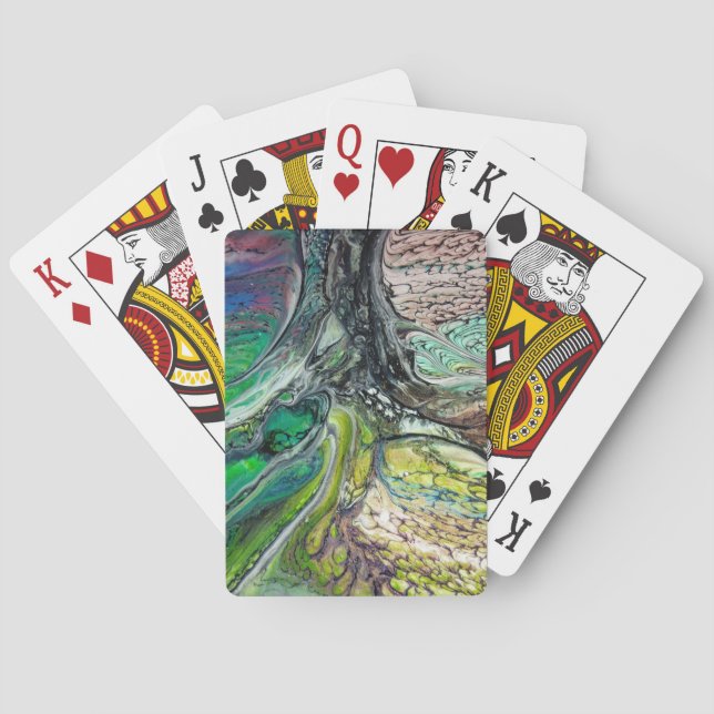 Baralho Verduras e blues de árvores abstrato (Verso)