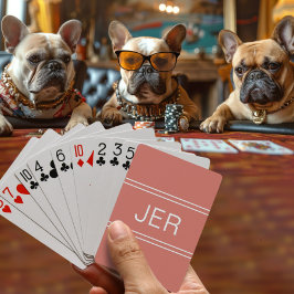 Baralho Vermelho Laranja Moderno Personalizado do Monogram