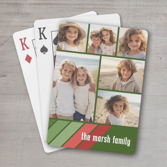 Baralho Vermelhos Vermelhos - 6 Colagem de Fotos (Personalized Playing Cards - add your photos and text)