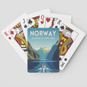 Baralho Viagem Clássica Noruega Fiorde Paisagem Retro