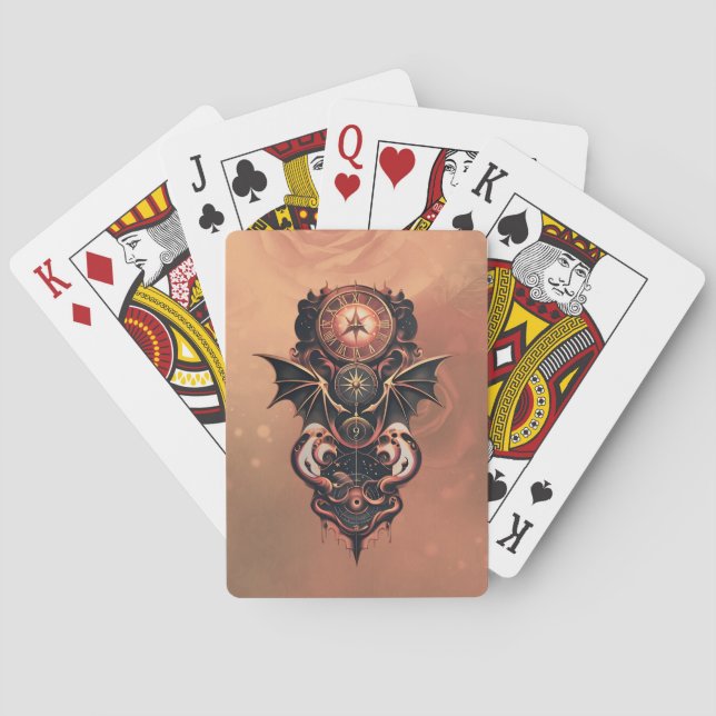 Baralho Viagem de tempo místico com asas, relógio de galão (Verso)