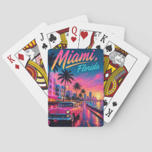 Baralho Viagem Miami Flórida Retro Neon Pôr do Sol