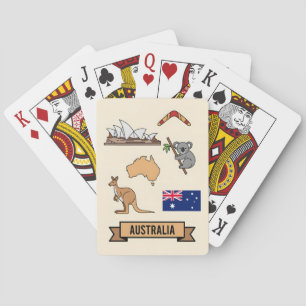 Baralho Viagens Retro Austrália Símbolos Nacionais Icônico