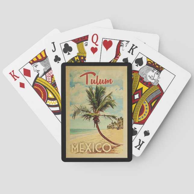 Baralho Viagens vintage da Árvore Palm de Tulum (Verso)