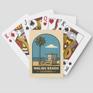 Baralho Viagens vintage Malibu Beach California Coast Retr