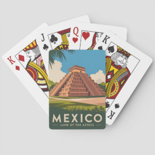 Baralho Viagens vintage México Pirâmide Aztec Gráfico Retr