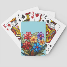 Baralho Vibrant Stained Glass Floral Bouquet Illustration