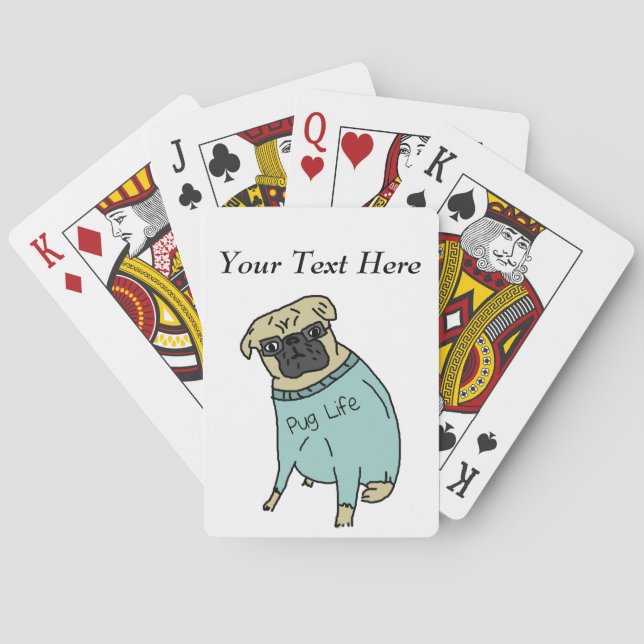 Baralho Vida do Pug - cão engraçado em uma camisola (Verso)