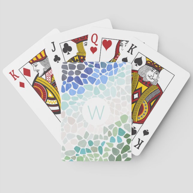 Baralho Vidro Do Mar Colorido Com Inicial (Verso)