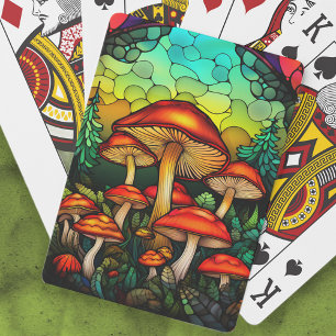Baralho Vidro Manchado Cogumelos Vermelhos Fantasia Toadst