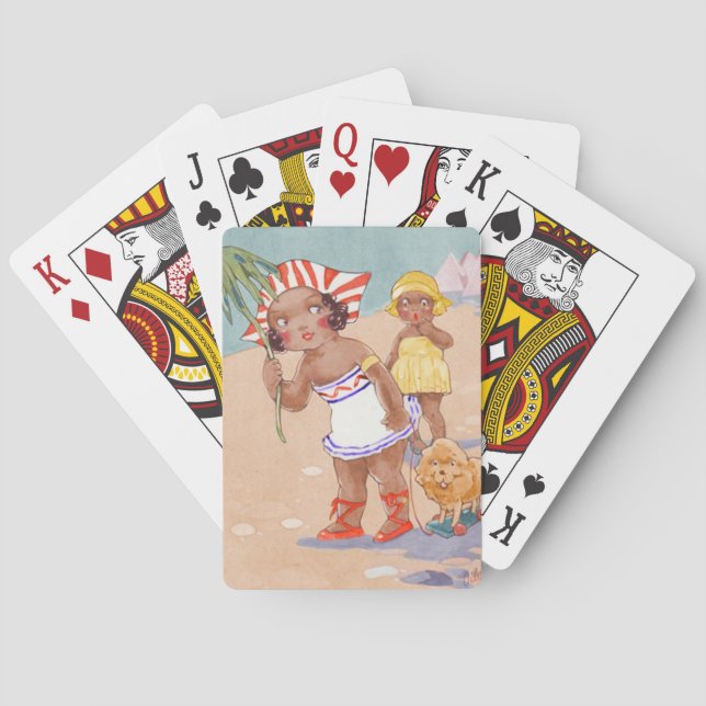 Baralho Vintage African American Girls on Beach (Verso)