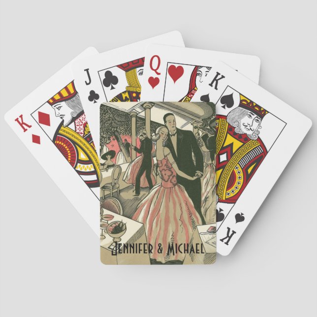 Baralho Vintage Art Deco Wedding, Newlyweds First Dance (Verso)