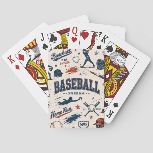 Baralho Vintage Baseball Ballpark Game Day Pattern (Verso)