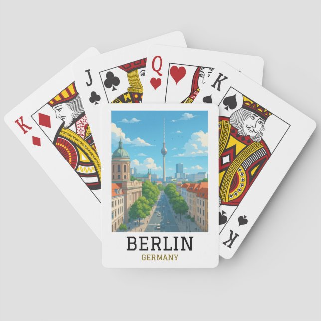 Baralho Vintage Berlin Skyline TV Tower Skyline View (Verso)