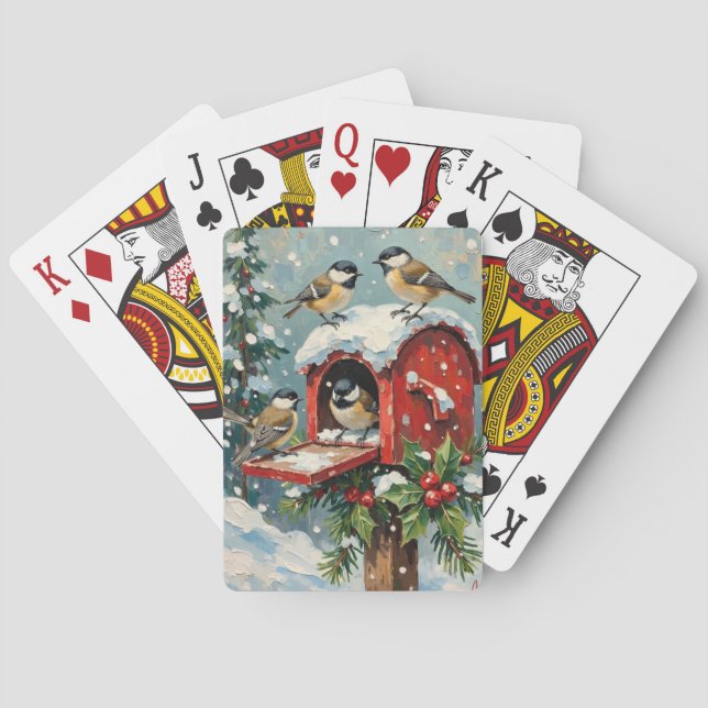 Baralho Vintage Chickadees on Snowy Christmas Mailbox (Verso)
