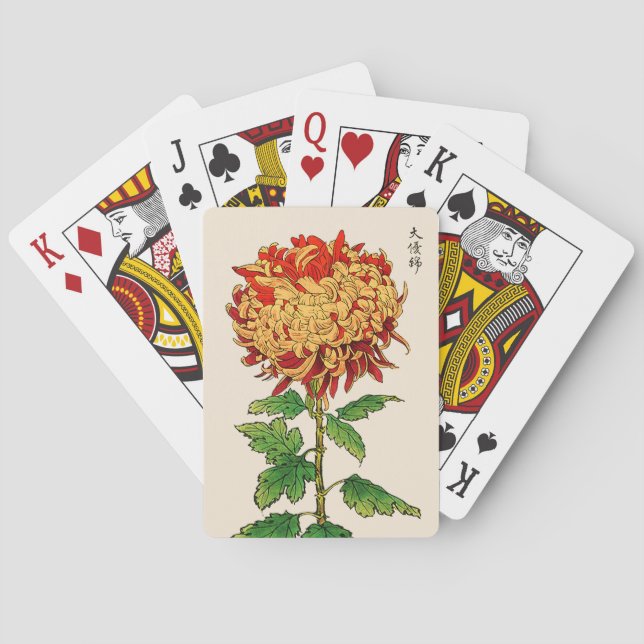 Baralho Vintage Chrysanthemum Japonês. Amarelo e Laranja (Verso)