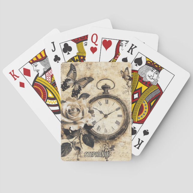 Baralho Vintage Compass & Butterfly - Papel Russo (2) (Verso)