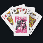 Baralho Vintage Feral Girl Summer Ogambm Funny Raccoon<br><div class="desc">Vintage Feral Girl Summer Ogambm Funny Raccoon</div>