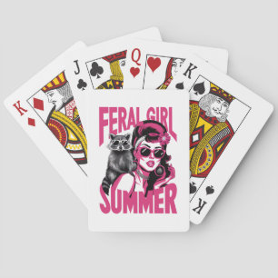 Baralho Vintage Feral Girl Summer Ogambm Funny Raccoon