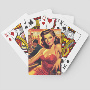 Baralho Vintage Glamor Girl Red Vress