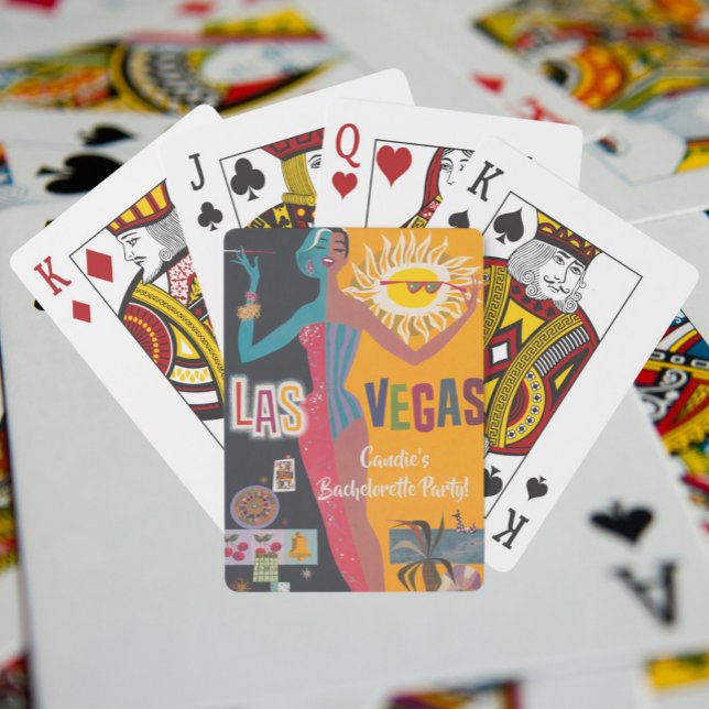 Baralho Vintage Las Vegas Bachelorette Weekend Party (Retro Bachelorette Party Las Vegas Playing Cards! Originally a Vintage Las Vegas Travel Poster.)