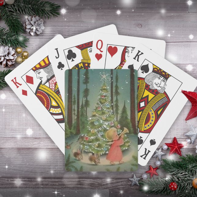 Baralho Vintage Little Angel no Natal (Vintage Little Angel in the Woods Christmas Poker Cards)