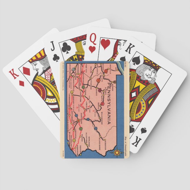 Baralho Vintage Pennsylvania Map Playing Cards (Verso)
