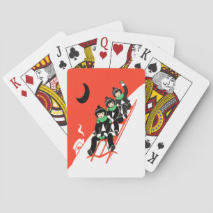 Baralho Vintage Pequenos Meninos Dormindo Neve Moon House