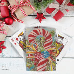 Baralho Vintage Retro Candy Cane Christmas<br><div class="desc">Estes cartões retrógrados de Natal do século médio apresentam uma ilustração antiga de uma cana doce embrulhada em fitas,  ornamentos e verde.</div>
