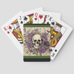 Baralho Vintage Skull Flowers Roxo
