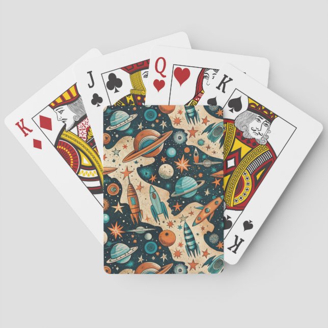 Baralho Vintage Spacecraft Rocket ships Pattern - Cosmos(4 (Verso)