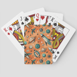 Baralho Vintage Spacecraft Rocket ships Pattern - Cosmos(5
