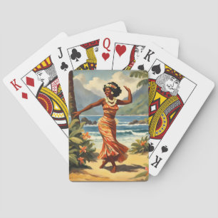 Baralho Vintage Style Havaiana Viagem Hula Girl Dançando