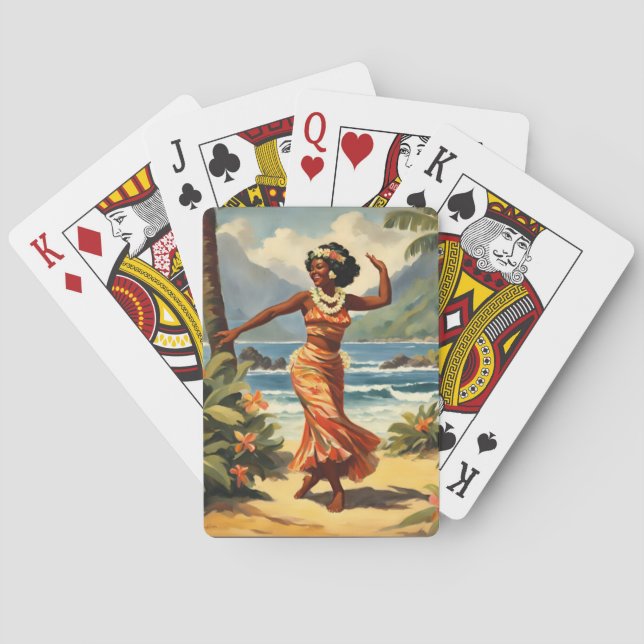 Baralho Vintage Style Havaiana Viagem Hula Girl Dançando (Verso)
