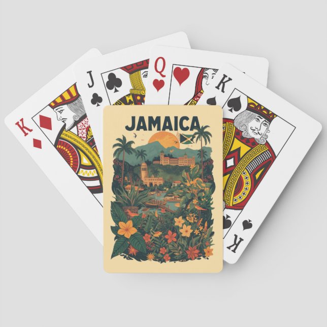 Baralho Vintage Style Jamaica Travel Illustration (Verso)