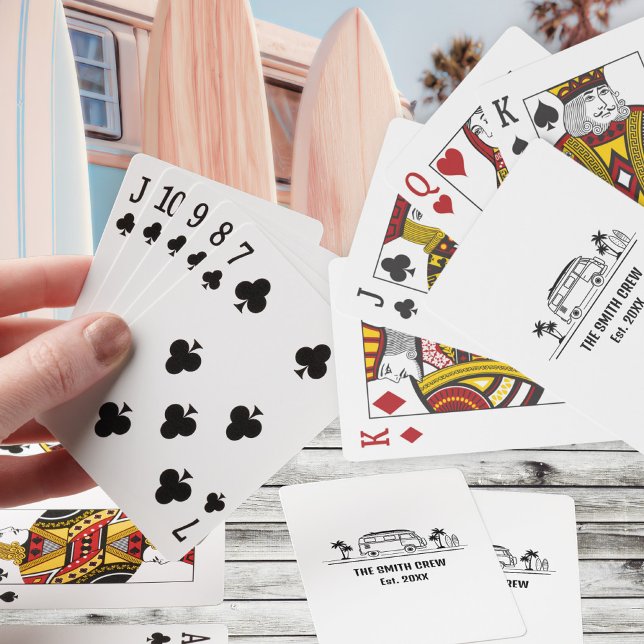 Baralho Vintage Van Life Surfer Crew (Vintage Van Life Surfer Crew Poker Cards ©Susanne Sachers - Sunny Wanderlust 🌞✈️)