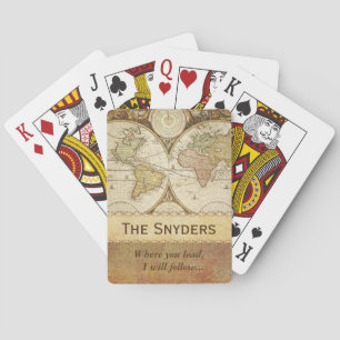 Baralho Vintage World Map "Onde você lidera..."