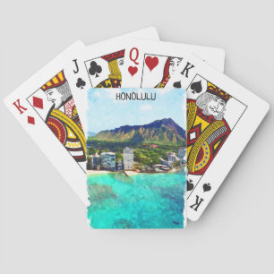 Baralho Visão de Viagens vintage de Honolulu Beach Hawaii