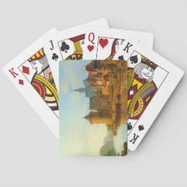 Baralho Vista de uma cidade neerlandesa ao longo do rio Re