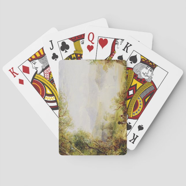 Baralho Vista no Rio Hudson, c.1840-45 (óleo no painel) (Verso)