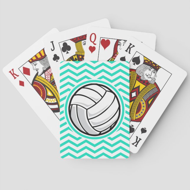Baralho Voleibol; Aqua Green Chevron (Verso)