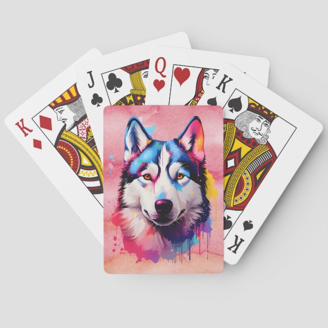 Baralho Watercolor Siberian Husky Colorir Art (Verso)