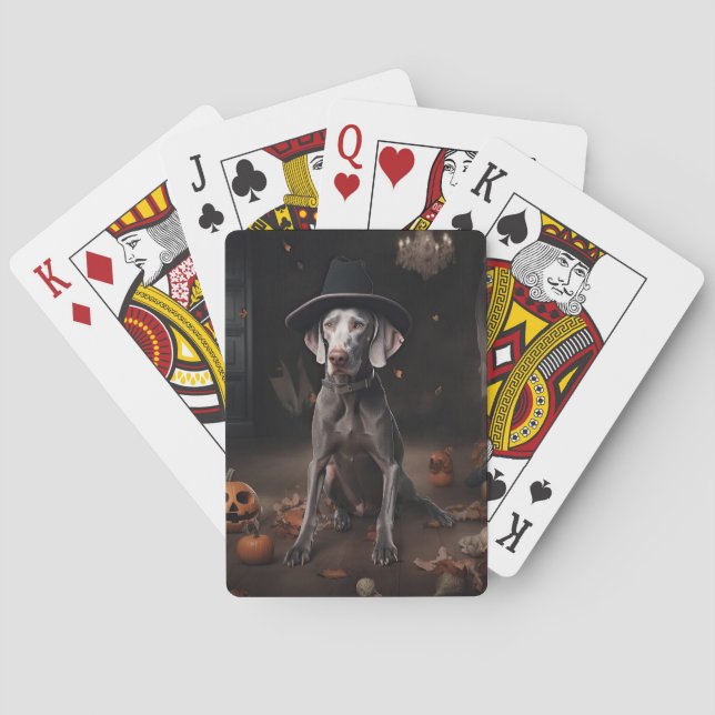 Baralho Weimaraner Pumpkins Halloween Scary (Verso)