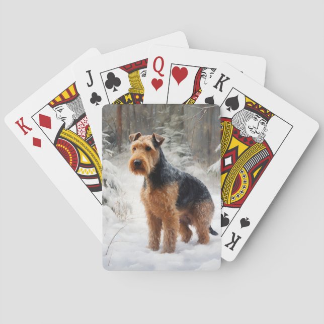 Baralho Welsh Terrier Deixe-o nevar no Natal (Verso)