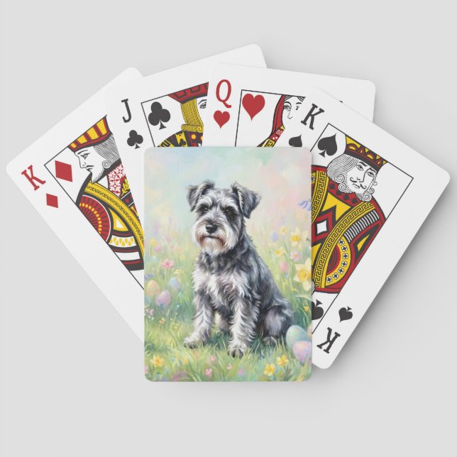 Baralho Whimsical Schnauzer with Easter Eggs (Verso)