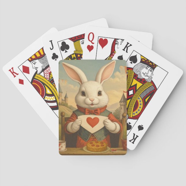 Baralho Whimsical White Rabbit Hearts Enchanted Wonderland (Verso)