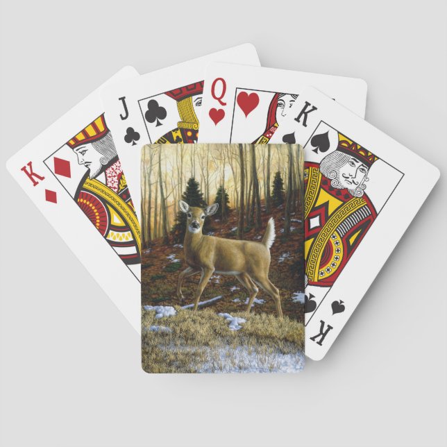 Baralho Whitetail Deer Doe na Floresta de outono (Verso)