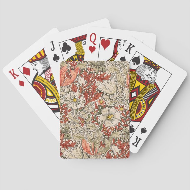 Baralho William Morris Primavera Compton Flower Vermelho (Verso)